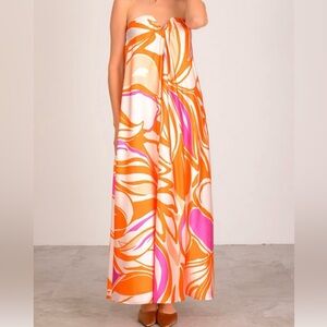 Lavender Brown Orange and Pink Maxi Dress